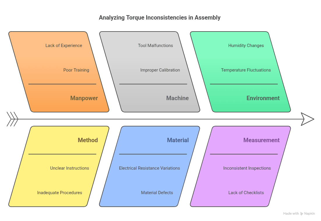 Example Ishikawa Fishbone 1: Analyzing Torque Inconsistencies in Assembly in Toyota